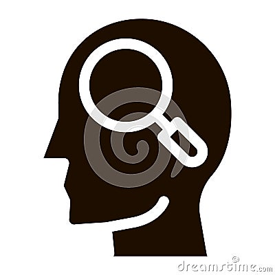 Magnifier Glass In Man Silhouette Mind glyph icon Vector Illustration
