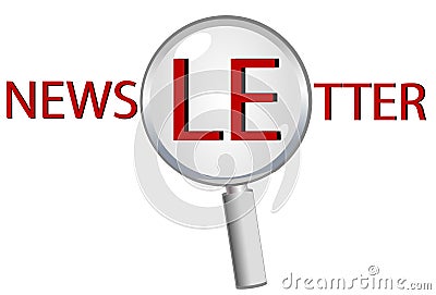 Magnifier glass - newsletter Stock Photo