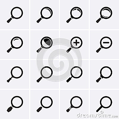 Magnifier Glass and Zoom Icons. Vector Illustration