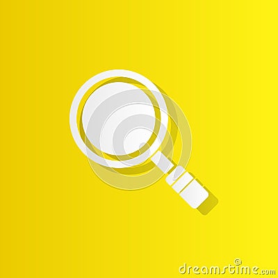 magnifier white icon with shadow Stock Photo