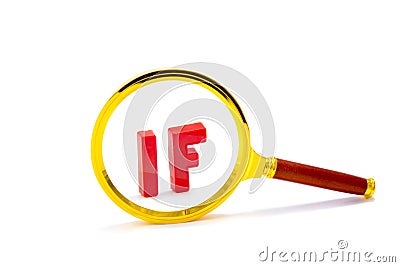 This is magnifier with word if. Stock Photo