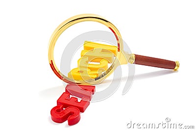 Magnifier with word search Stock Photo