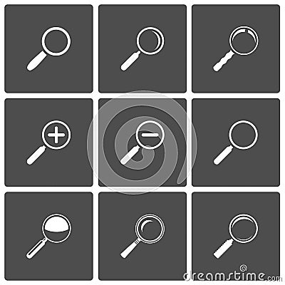 Magnifier and Zoom Icons Vector Illustration