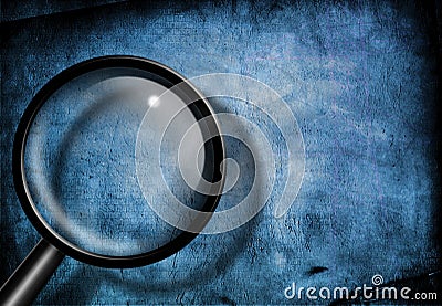 Magnify Glass Blue Grunge Stock Photo