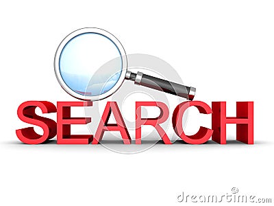 Magnify Glass And Red Concept SEARCH Word Stock Photo