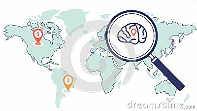 Magnify world map connect network, global link, international net, world connect, Vector Design, Generative AI Vector Illustration