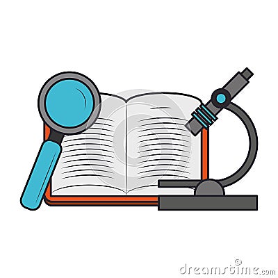 Magnifying glass and academic book design Vector Illustration