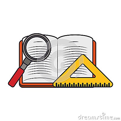 Magnifying glass and academic book design Vector Illustration