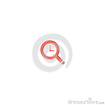 Magnifying glass and Clock logo design. symbol dan icon vector template Vector Illustration