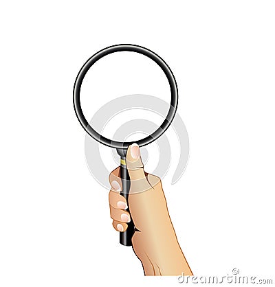 Magnifying glass in hand Vector Illustration