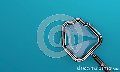 Magnifying glass in house shape Stock Photo