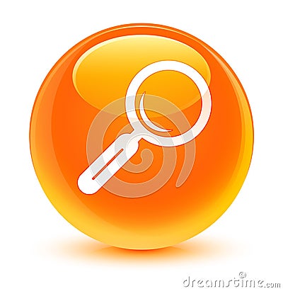 Magnifying glass icon glassy orange round button Cartoon Illustration