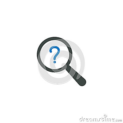 Magnifying glass icon, question icon Vector Illustration