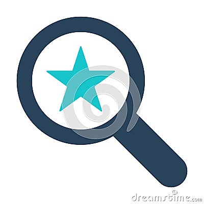 Magnifying glass icon with star sign. Magnifying glass icon and best, favorite, rating symbol Vector Illustration