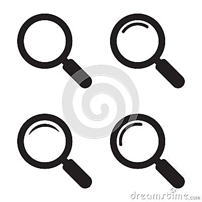 Magnifying glass icon, vector magnifier or loupe sign. Web search icon. Vector Illustration