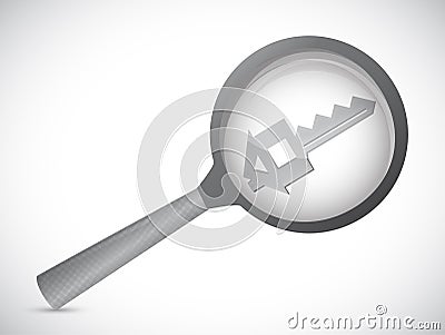 Magnifying glass inspects a home. Stock Photo