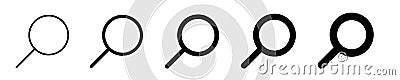 Magnifying glass instrument set icon, magnifying sign, glass, magnifier or loupe sign, search â€“ vector Vector Illustration