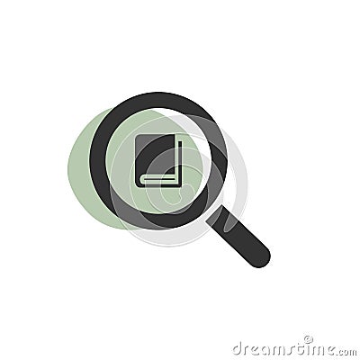 Magnifying glass looking for a book isolated web icon Vector Illustration