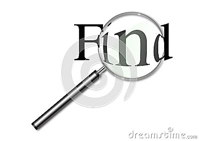 Magnifying glass over the word Find Stock Photo