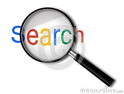 Magnifying glass with Search Stock Photo