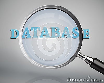 Magnifying glass showing database word Stock Photo