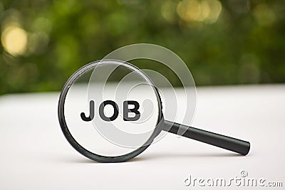 Magnifying glass with text,recruitment concept,Job Search Stock Photo