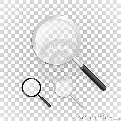 Magnifying glass on transparent background, Vector. Vector Illustration