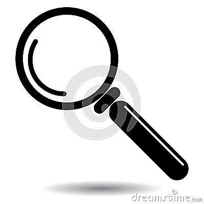 Magnifying glass vector icon black and white Vector Illustration