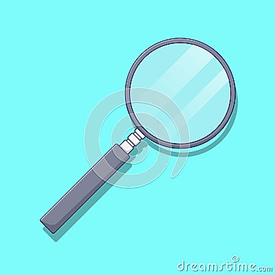 Magnifying Glass Vector Illustration. Science Object. Detective Item Vector. Flat Cartoon Style Suitable for Web Landing Page, Vector Illustration