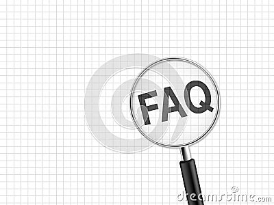 Magnifying glass on paper showing the acronym FAQ - Frequently Asked Questions Stock Photo