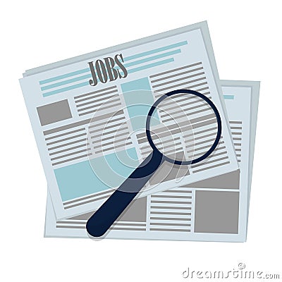 magnifying glass with wording job in newspaper Vector Illustration