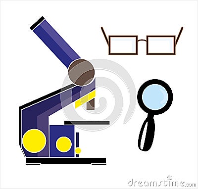 Magnifying optical tools isolated on white background Stock Photo