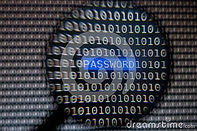 Magnifying User Password Text on Computer Screen Stock Photo