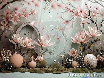 Magnolia dream tematic anniversary image, smash cake, only for compozit photos Stock Photo