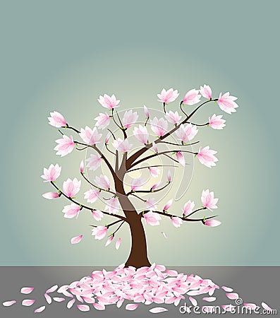 Magnolia tree Vector Illustration