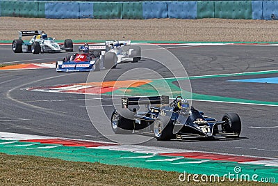 Formula one pack at the chicane for the French Historic Grand Prix Editorial Stock Photo