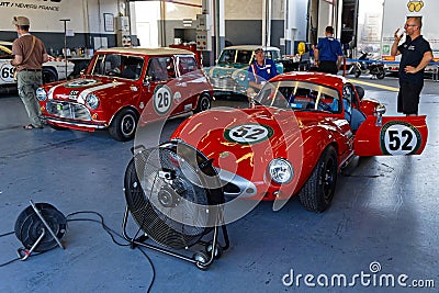 French Historic Grand Prix on Magny-Cours stands Editorial Stock Photo