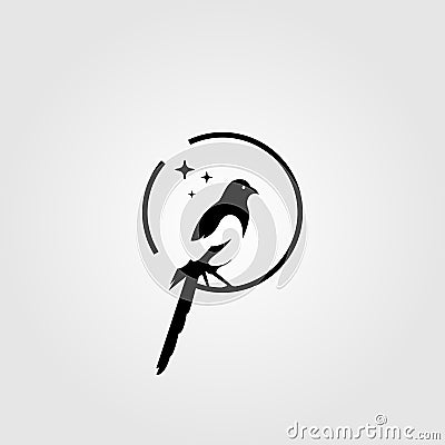 Magpie bird negative space logo vector illustration Vector Illustration
