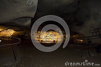 Magura cave in Bulgaria. Prehistoric paintings on rock Stock Photo