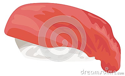 Maguro rice sushi. Japanese traditional dish icon Vector Illustration