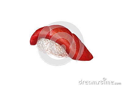 Maguro sushi with rise and salmon fish on a white background Stock Photo