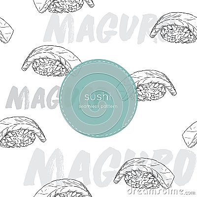 Maguro sushi seamless pattern vector. Vector Illustration