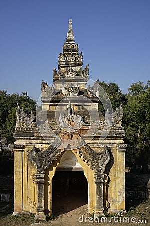 Maha Aung Mye Bonzan Monastery (Inwa, Myanmar) Stock Photo