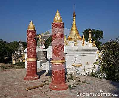 Maha Aung Mye Bonzan Monastery (Inwa, Myanmar) Stock Photo