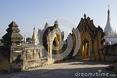 Maha Aung Mye Bonzan Monastery (Inwa, Myanmar) Stock Photo