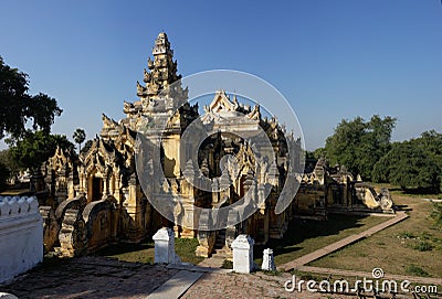 Maha Aung Mye Bonzan Monastery (Inwa, Myanmar) Stock Photo