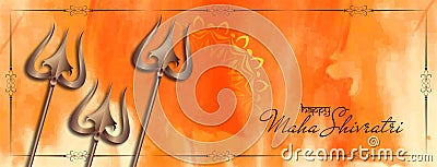 Maha shivratri decorative banner with trishul design Vector Illustration