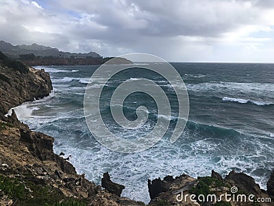 Maha`ulepu Heritage Trail to Makauwahi Cave on Kauai Island, Hawaii. Stock Photo