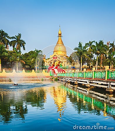 Maha Wizaya pagoda in Yangon. Myanmar. Stock Photo