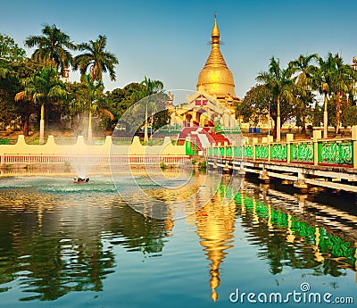 Maha Wizaya pagoda in Yangon. Myanmar. Stock Photo